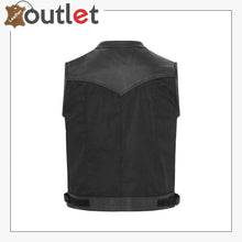 Laden Sie das Bild in den Galerie-Viewer, Mens Biker Real Leather Trim Waistcoat Vest