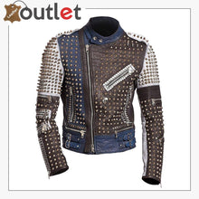Laden Sie das Bild in den Galerie-Viewer, Motorbike Rock Punk Spike Studded leather Jacket