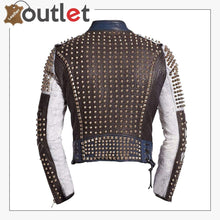 Laden Sie das Bild in den Galerie-Viewer, Motorbike Rock Punk Spike Studded leather Jacket
