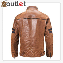 Laden Sie das Bild in den Galerie-Viewer, Motorcycle Fashion Leather Jacket Brown For Mens