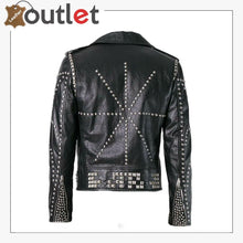 Laden Sie das Bild in den Galerie-Viewer, New Handmade Men's Black Fashion Studded Punk Style Leather Jacket