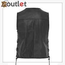 Laden Sie das Bild in den Galerie-Viewer, New Mens Leather Waistcoat Biker Vest - Leather Outlet