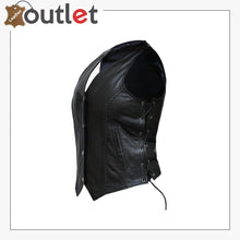 Load image into Gallery viewer, Ladies New Motorcycle Biker Soft Leather Vest Waistcoat