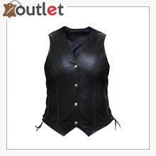 Load image into Gallery viewer, Ladies New Motorcycle Biker Soft Leather Vest Waistcoat