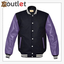 Laden Sie das Bild in den Galerie-Viewer, Original American Varsity Real Purple Leather Jacket For Women