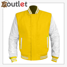 Laden Sie das Bild in den Galerie-Viewer, Original American Varsity White Leather jacket For Women