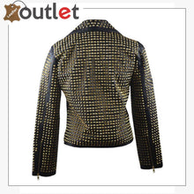 Laden Sie das Bild in den Galerie-Viewer, Personalized Zipper Short Studded Leather Jacket - Leather Outlet