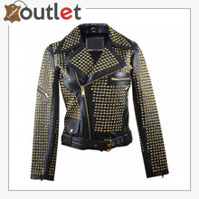 Laden Sie das Bild in den Galerie-Viewer, Personalized Zipper Short Studded Leather Jacket - Leather Outlet