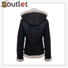 Laden Sie das Bild in den Galerie-Viewer, RAF Aviator Pilot Womens Hooded Sheepskin Jacket B3 Flying Leather Jacket - Leather Outlet
