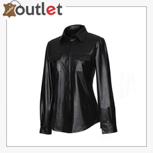 Laden Sie das Bild in den Galerie-Viewer, Real Black Leather Shirts For Women