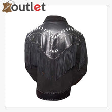 Laden Sie das Bild in den Galerie-Viewer, Real Black Western Leather Jacket For Men