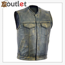 Laden Sie das Bild in den Galerie-Viewer, Real Motorbiker Leather Vest For Men