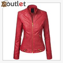 Laden Sie das Bild in den Galerie-Viewer, Red High Light Leather Fashion Jacket
