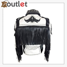 Laden Sie das Bild in den Galerie-Viewer, Rock Punk Gothic Studded Motorcycle Fringe Biker Leather Jacket