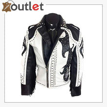 Laden Sie das Bild in den Galerie-Viewer, Rock Punk Gothic Studded Motorcycle Fringe Biker Leather Jacket