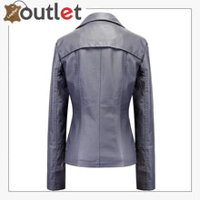 Laden Sie das Bild in den Galerie-Viewer, Signature Bow Hoodie Leather Bomber Jacket For Women
