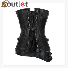 Laden Sie das Bild in den Galerie-Viewer, Steam Punk Full Steel Boned C Hook Over bust Bustier Gothic Black Leather Corset Leather Outlet