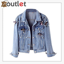 Laden Sie das Bild in den Galerie-Viewer, Stylish Denim Studded Jacket For Women