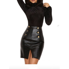 Laden Sie das Bild in den Galerie-Viewer, Stylish Genuine Lambskin Black Leather Short Mini Skirt for Women Leather Outlet