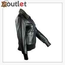 Laden Sie das Bild in den Galerie-Viewer, Sundance Shearling Black Bomber Womens Leather Jacket - Leather Outlet