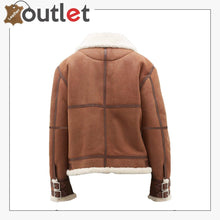 Laden Sie das Bild in den Galerie-Viewer, Women Casual Brown Shearling Leather Jacket
