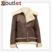 Laden Sie das Bild in den Galerie-Viewer, Women Coffee Brown Shearling Leather Jacket