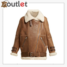 Laden Sie das Bild in den Galerie-Viewer, Women Light Brown Shearling Leather Jacket