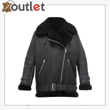 Laden Sie das Bild in den Galerie-Viewer, Women Pitch Black B3 Shearling Leather Jacket