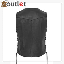 Laden Sie das Bild in den Galerie-Viewer, Waistcoat Motorcycle Motorbike Leather Vest - Leather Outlet