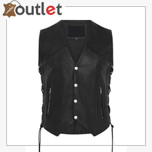 Laden Sie das Bild in den Galerie-Viewer, Waistcoat Motorcycle Motorbike Leather Vest - Leather Outlet