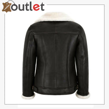 Laden Sie das Bild in den Galerie-Viewer, Women Sheepskin Jacket White Real Shearling Fur Pilot Warm Bomber Jacket - Leather Outlet