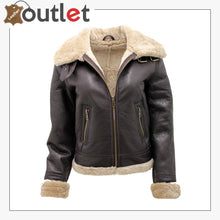 Laden Sie das Bild in den Galerie-Viewer, Women's Brown B3 WW2 Ginger Real Thick Sheepskin Leather Flying Jacket - Leather Outlet