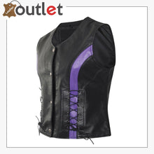 Laden Sie das Bild in den Galerie-Viewer, Womens Lambskin Handmade Classical Real Leather Biker Vest