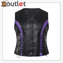 Laden Sie das Bild in den Galerie-Viewer, Womens Lambskin Handmade Classical Real Leather Biker Vest