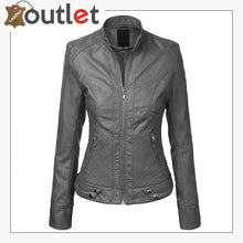 Laden Sie das Bild in den Galerie-Viewer, Womens Removable Hooded Faux Leather Moto Biker Fashion Jacket