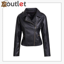 Laden Sie das Bild in den Galerie-Viewer, Womens Slim Tailoring Faux Leather Coat Moto Biker Jacket - Leather Outlet