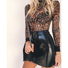 Laden Sie das Bild in den Galerie-Viewer, Autumn Vintage Women Streetwear Black Leather Skirt Leather Outlet