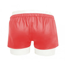 Laden Sie das Bild in den Galerie-Viewer, Custom Made Lace Up Style Red Leather Shorts for Men Leather Outlet