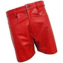 Load image into Gallery viewer, Men Casual Outwear Real Sheepskin Red Leather Shorts Leather Outlet