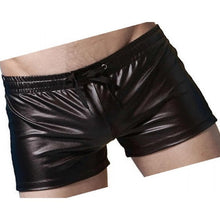Load image into Gallery viewer, Men Sexy Hot Real Sheepskin Black Leather Shorts Leather Outlet