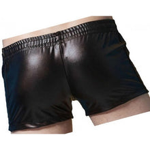 Load image into Gallery viewer, Men Sexy Hot Real Sheepskin Black Leather Shorts Leather Outlet