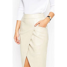 Load image into Gallery viewer, Womens Stylish Slimfit Genuine White Leather Partywear Skirt Leather Outlet