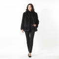 Black Ranch Mink Fur Wing Collar Jacket