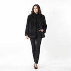 Black Ranch Mink Fur Wing Collar Jacket