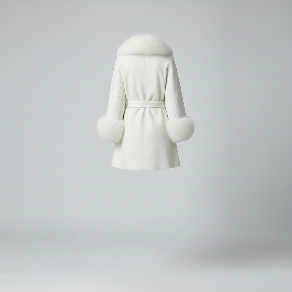 Elite Women’s Wool Fur Collar Overcoat