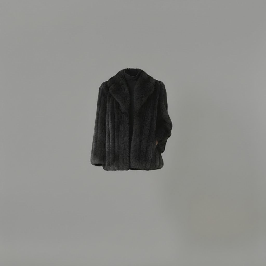 Black Ranch Mink Fur Wing Collar Jacket