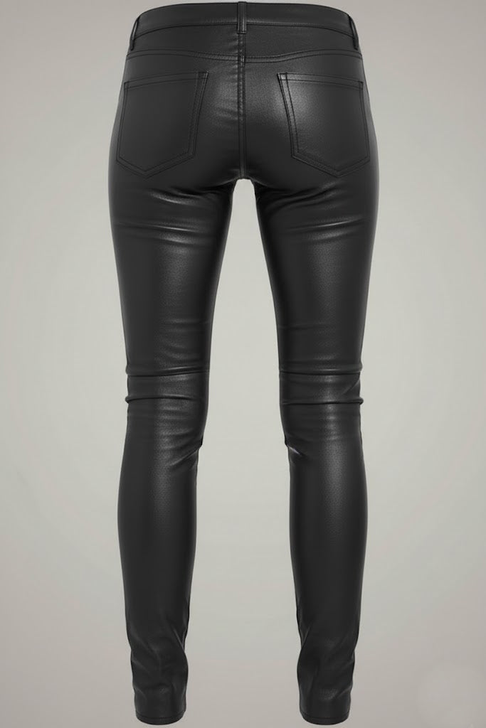 Damen Schwarze Echtleder Motorradhose – Slim Fit Biker Stil