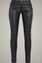 Damen Schwarze Echtleder Motorradhose – Slim Fit Biker Stil