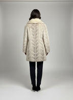 Women’s Natural Blue Fox Fur Chevron Coat