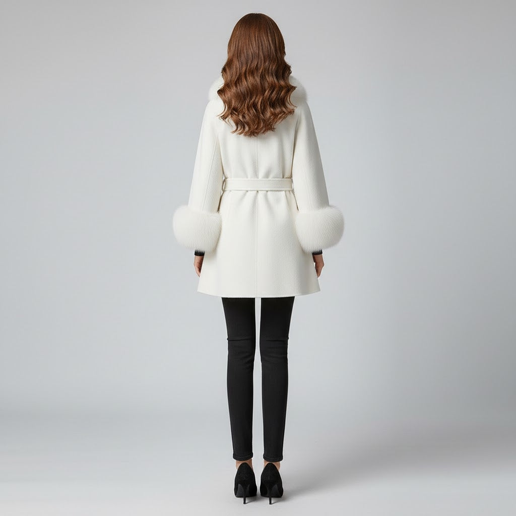 Elite Women’s Wool Fur Collar Overcoat